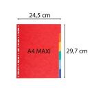 Intercalaires carte 220g 6 positions - A4 maxi - Couleurs assorties