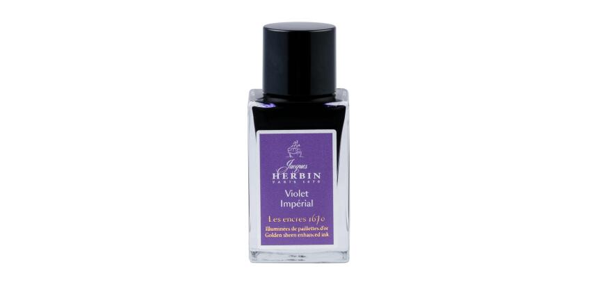 Encre 1670 à paillettes dorées 15ml - Violet Impérial