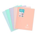 Cahier piqué Koverbook Blush 24x32cm 96 pages petits carreaux + marge couverture polypropylène opaque bicolore Couleur aléatoire. - Assortis