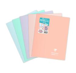 Cahier piqué Koverbook Blush 24x32cm 96 pages petits carreaux + marge couverture polypropylène opaque bicolore assortis - Assortis