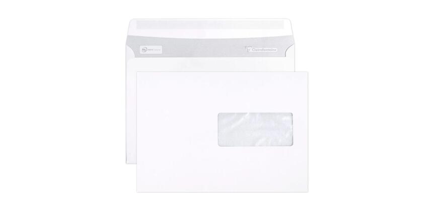Boite de 500 Enveloppes Blanches C5-162x229mm - Auto-Adhésives - 90g/m2 - Fenêtre Papier Cristal 45x100 (position 62/20) - Blanc