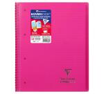 Cahier reliure intégrale enveloppante Koverbook A4+ 160 pages ligné + marge détachables perforé 4 trous couverture polypropylène transparent - Rose