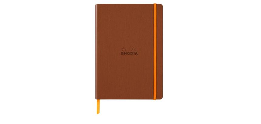 Rhodiarama Notizbuch A5 Softcover, 80 Blatt elfenbein 90g, dot/punktkariert, mit Gummizugverschluss - Kupfer