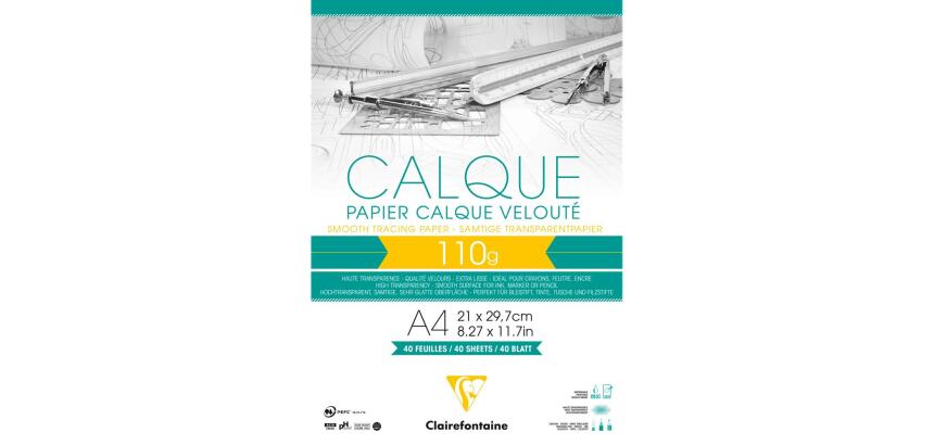 Papier Calque bloc collé 40F A4 110g
