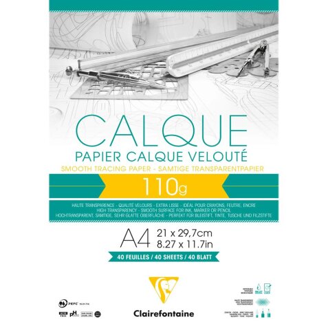 Papier Calque bloc collé 40F A4 110g