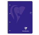 Cahier à spirale Mimesys A4+ 240 pages détachables perforées 4 trous petits carreaux et cadre en-tête 5 couleurs de bandes couverture polypropylène - Assortis