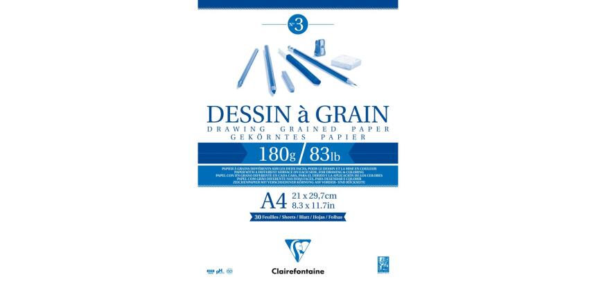 Dessin à Grain bloc collé 30F A4 180g