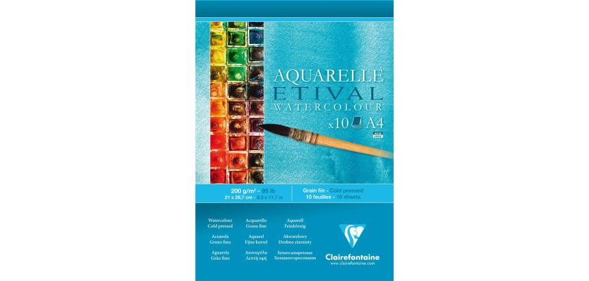 Etival bloc collé 1 côté 10F A4 200g grain fin