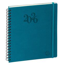 Agenda de bureau Eurotime 18S spiralé Swan 15 x 17 cm Semainier Janvier à décembre 2026 - Couleurs assorties