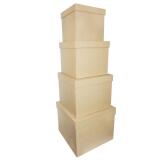 Assort. 4 boîtes carrées 16x14/25x20cm - Kraft