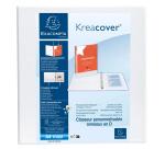 Classeur 4 anneaux plastifié Exacompta Kreacover personnalisable A4 maxi - Dos 9 cm blanc