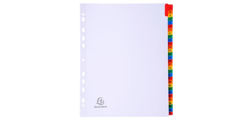 Intercalaires Imprimés numériques carte blanche 160g- 31 positions - A4 Maxi - Blanc