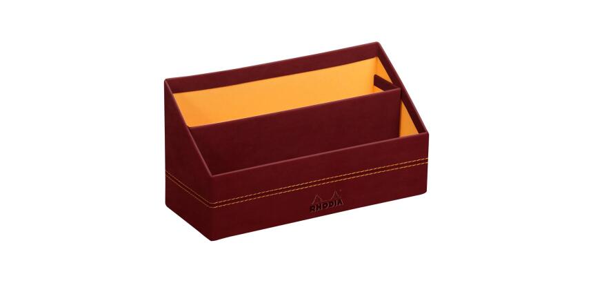Rhodiarama porte-courrier simili cuir italien 25x10x14 cm - Lie de vin