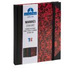 Carnet Marbre 220x170, 192 pages lignées - Rouge