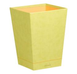 Rhodiarama corbeille à papier simili cuir italien 27x27x32 cm - Anis