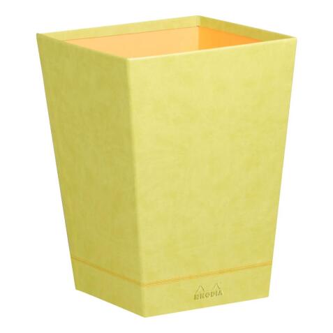 Rhodiarama corbeille à papier simili cuir italien 27x27x32 cm - Anis