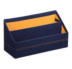 Rhodiarama porte-courrier simili cuir italien 25x10x14 cm - Bleu nuit