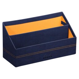 Rhodiarama porte-courrier simili cuir italien 25x10x14 cm - Bleu nuit