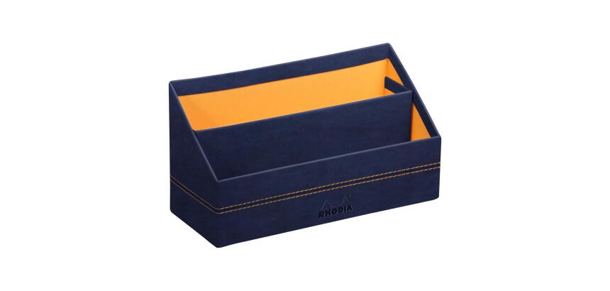 Rhodiarama porte-courrier simili cuir italien 25x10x14 cm - Bleu nuit