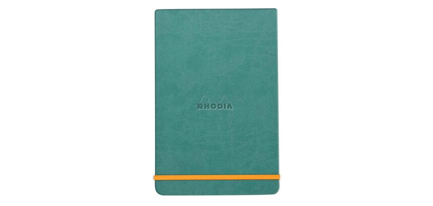 Rhodiarama Webnotepad rembordé rigide 9x14 cm 192 pages ligné microperforé papier ivoire 90g fermeture élastique - Eau