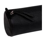 CUIR NOIR VIEILLI Trousse ronde Ø5,5x22 cm. - Noir