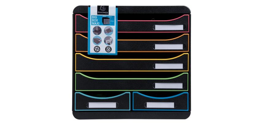 Module de classement Big Box Maxi 6 tiroirs Black Office - Noir/arlequin