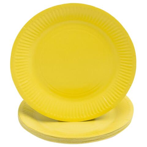 Platos de cartón sin plástico - Ø 23 cm - Amarillo