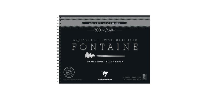 Fontaine Noir album spiralé 12F 30x40cm 300g grain fin