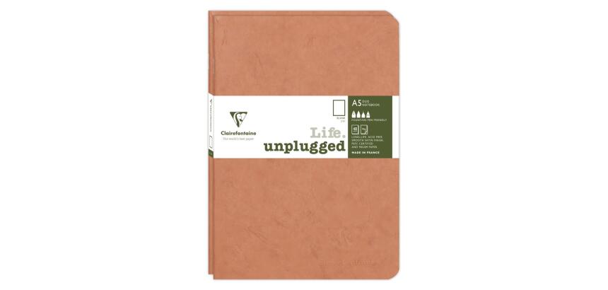 Set de 2 carnets piqués Age Bag A5 96 pages uni - Tabac