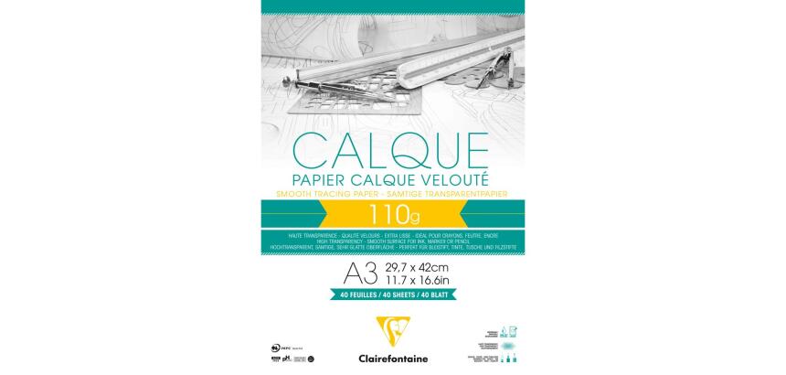 Papier Calque bloc collé 40F A3 110g