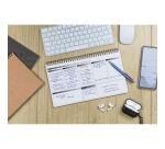 My.weekly.planner Age Bag cahier reliure intégrale en-tête 29,7x17 cm 120 pages détachables Semainier de bureau non daté et réglure DOT au verso - Tabac