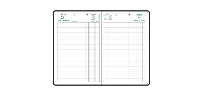 Agenda de bureau Carré Euro et cents Barbara 13,5 x 21 cm Journalier Janvier à décembre 2026 - Couleurs assorties