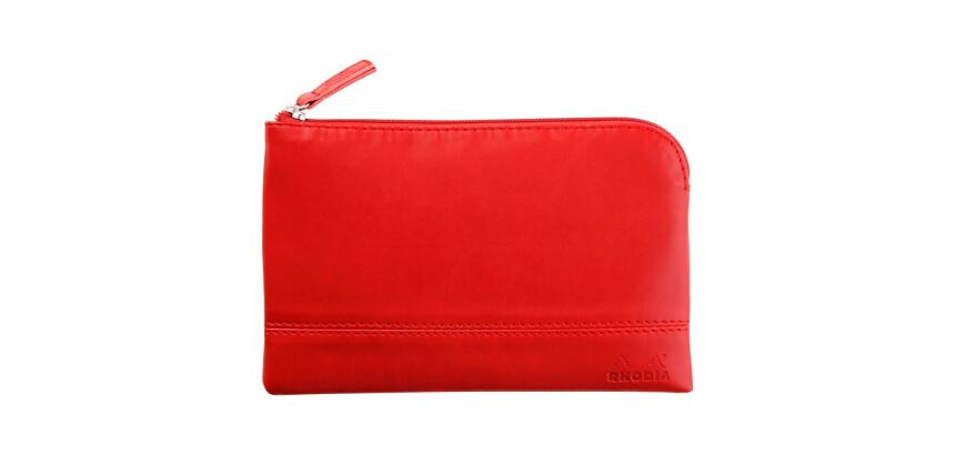 Rhodiarama pochette zippée en simili cuir - taille S (11x17 cm) - Coquelicot