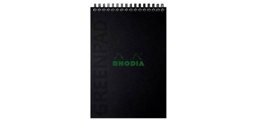 Blok met integrale binding GREENPAD, A5+, geruit, zwart
