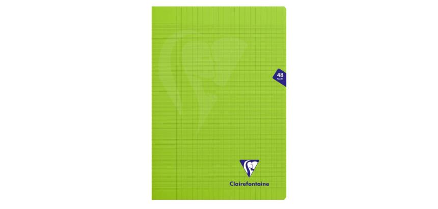 Cahier piqué Mimesys A4 48 pages grands carreaux couverture polypropylène - Vert