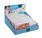 Prés. Comp. avec 38 paquets de 50 flashcards sous film + anneau - bristol ligné perforé - A6 et A7 - Couleurs assorties