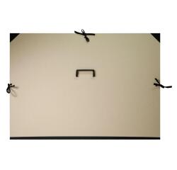 Carton à dessin Brut 3 cordons 78x118cm avec poignée - Gris