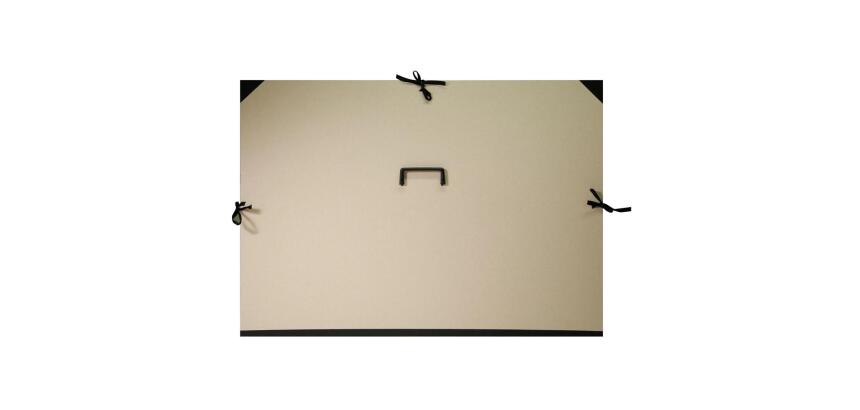 Carton à dessin Brut 3 cordons 78x118cm avec poignée - Gris