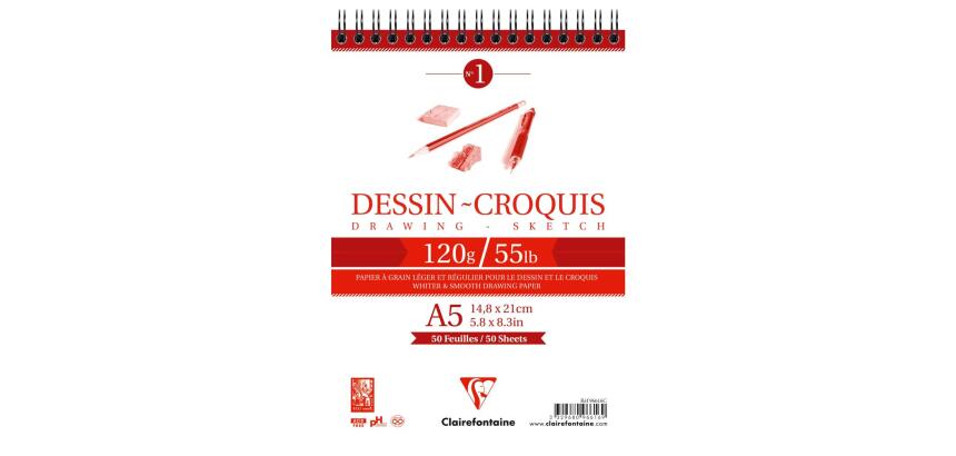 Dessin Croquis bloc spiralé 50F A5 120g