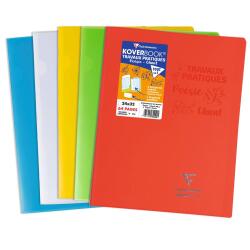Cahier Travaux Pratiques piqué Koverbook 24x32cm 64 pages grands carreaux + uni 90 g couverture polypropylène transparent - Assortis
