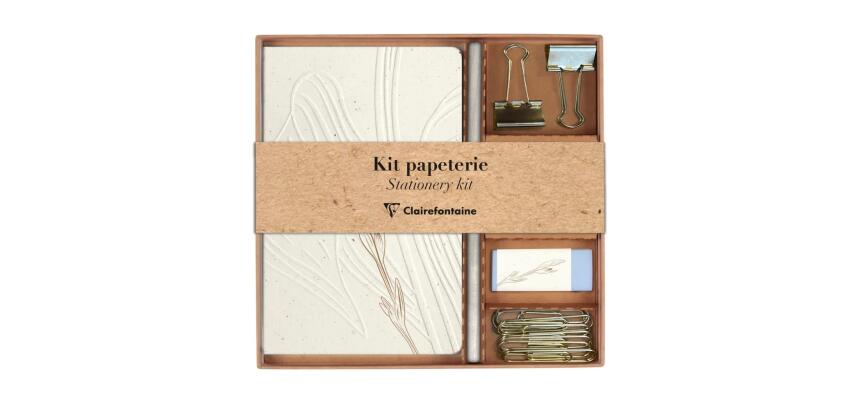 Tulip paper, Kit de papeterie contenant un carnet 11x17 cm 64 pages lignées, un crayon de papier, 2 pinces doubles-clip, 10 trombones et une gomme