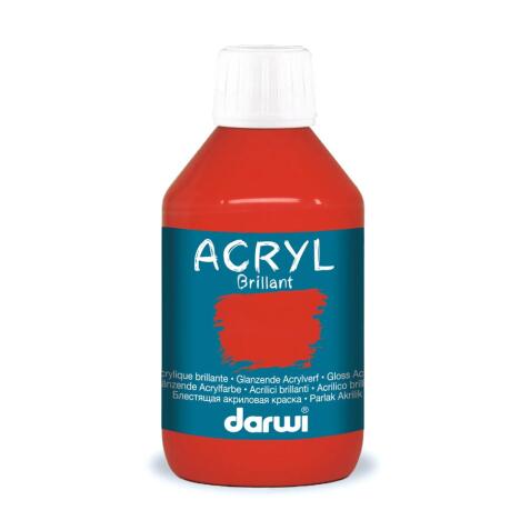 Darwi Flacon de 250 ml de Peinture Acrylique Universelle Brillante - vermillon