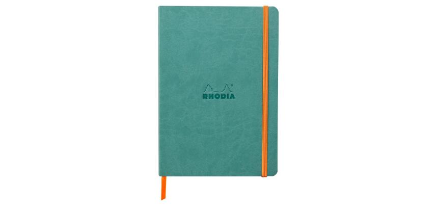 Rhodiarama carnet souple A5 160 pages ligné papier ivoire 90g fermeture élastique - Eau