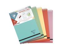 Bloc de fiches de révision Linicolor ESSENCE reliure intégrale A5 14 ,8x21 cm 50 fiches petits carreaux 5 bandes de couleurs couverture plastique polypropyène rainuré - Assortis