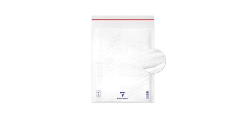 Boite de 100 Pochettes Blanches Matelassées de Film à Bulles 240x330 mm - Auto-adhésives - Blanc