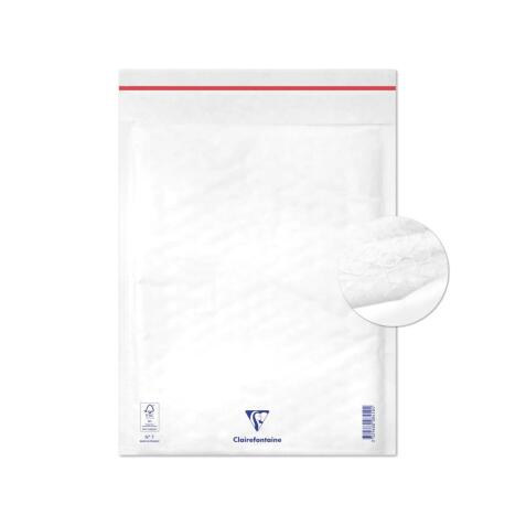 Boite de 100 Pochettes Blanches Matelassées de Film à Bulles 240x330 mm - Auto-adhésives - Blanc