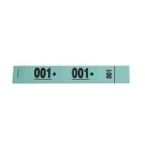 Carnet de 50 tickets vestiaires numérotés de 3 volets (dont 2 volets avec trous) - format 20 x 3 cm - vert