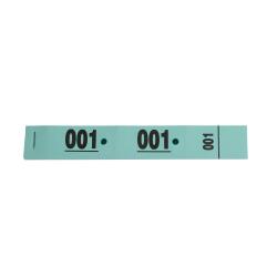 Carnet de 50 tickets vestiaires numérotés de 3 volets (dont 2 volets avec trous) - format 20 x 3 cm - vert