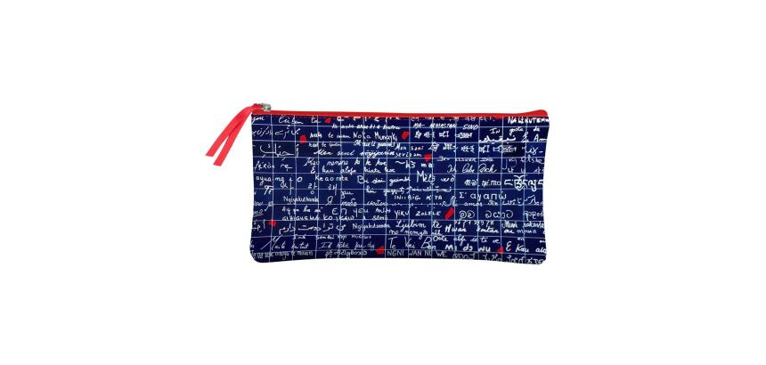 Le Mur des Je t'aime, Trousse plate en simili cuir 22x11 cm
