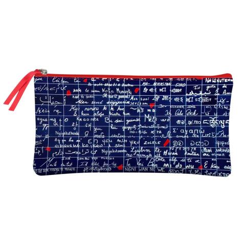 Le Mur des Je t'aime, Trousse plate en simili cuir 22x11 cm